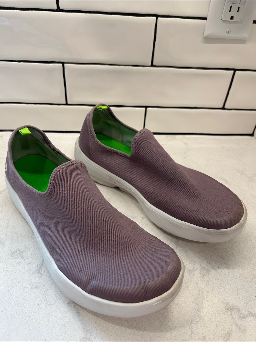 Oofos Womens OOmg Eezee Slip On Shoe Size11 Mauve Purple Recovery Comfort Sporty - Picture 13 of 15
